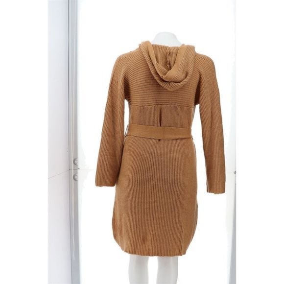 NWT SKINNYGIRL CARLY KNIT SWEATER BELTED DRESS WITH HOOD TAN XS - Picture 5 of 12